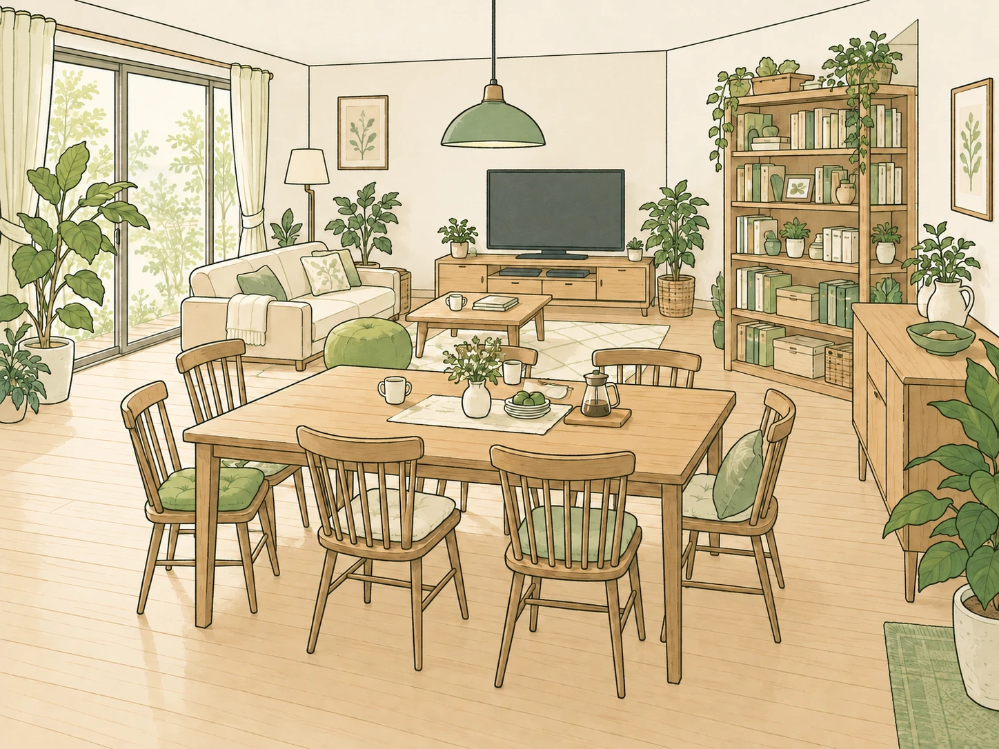 共用のリビングのイラスト(実際の部屋ではありません)